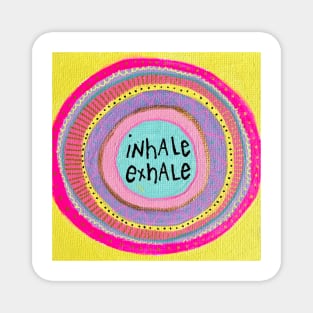 Neon Inhale Exhale Mandala Magnet