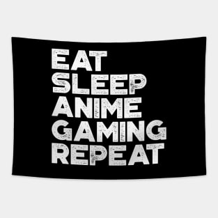 Eat Sleep Anime Gaming Repeat Funny Vintage Retro (White) Tapestry