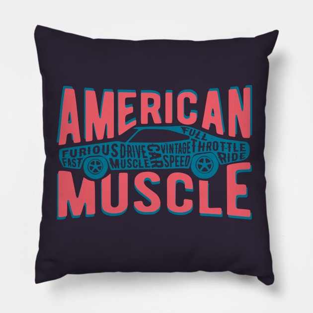 American Muscle Car Vintage Graphic Pillow by LittleBunnySunshine