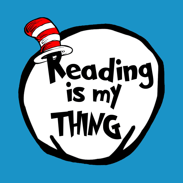 Funny Reading is my Thing Bookworm Geek Book Lover Gift by Bezra