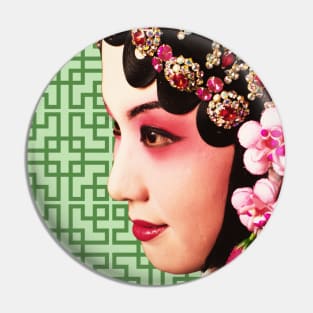 Chinese Opera Star with Green Tile Floor Pattern- Hong Kong Retro Pin