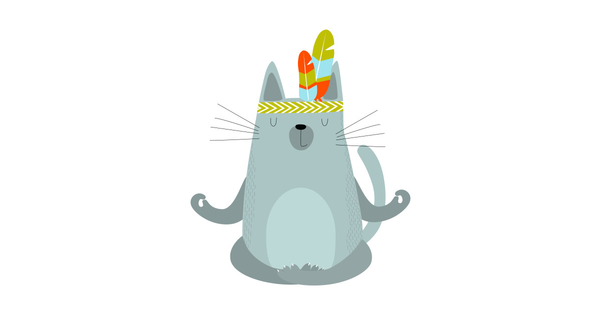 Кот медитирует рисунок