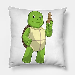 Turtle at Chess with Chess piece Pawn Pillow