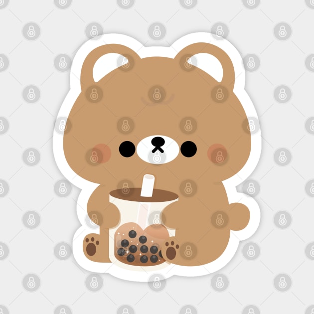 Bear Boba Tea Magnet by theladyernestember