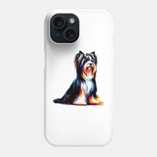 Elegant Biewer Terrier in Colorful Splash Art Style Phone Case