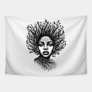 Afrocentric Woman Tree Roots Tapestry