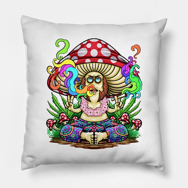 Psychedelic Hippie Mushroom Pillow by BDAZ