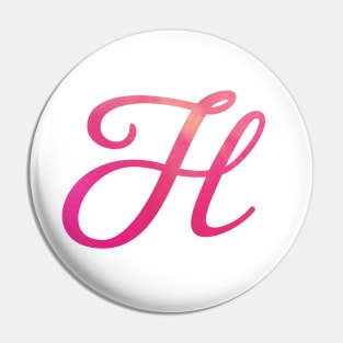 Letter H Monogram, Pink Color Personalized Design Pin