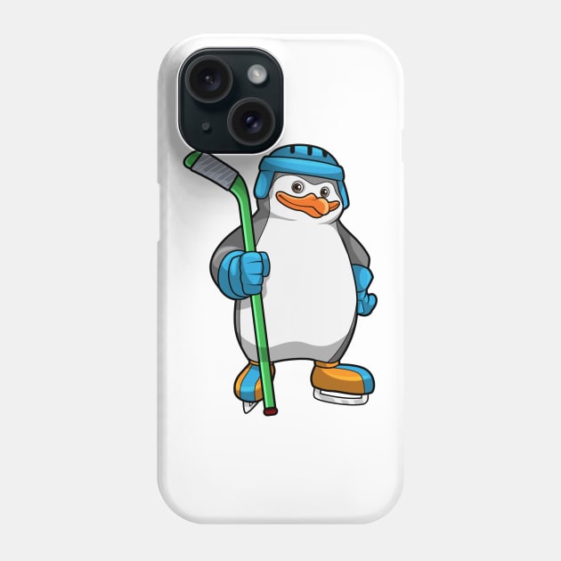 Penguin at Ice hockey with Ice hockey stick Phone Case by Markus Schnabel