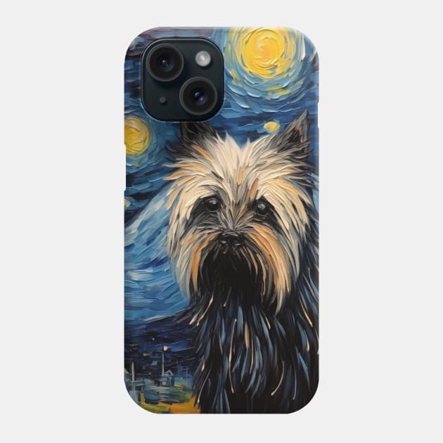 Brown Skye Terrier painted in Starry Night Style Phone Case by NatashaCuteShop