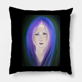 Woman with violet  hair Pillow