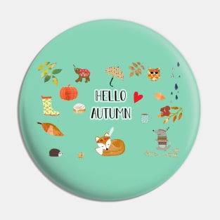 Hello Autumn cute Animals Pin