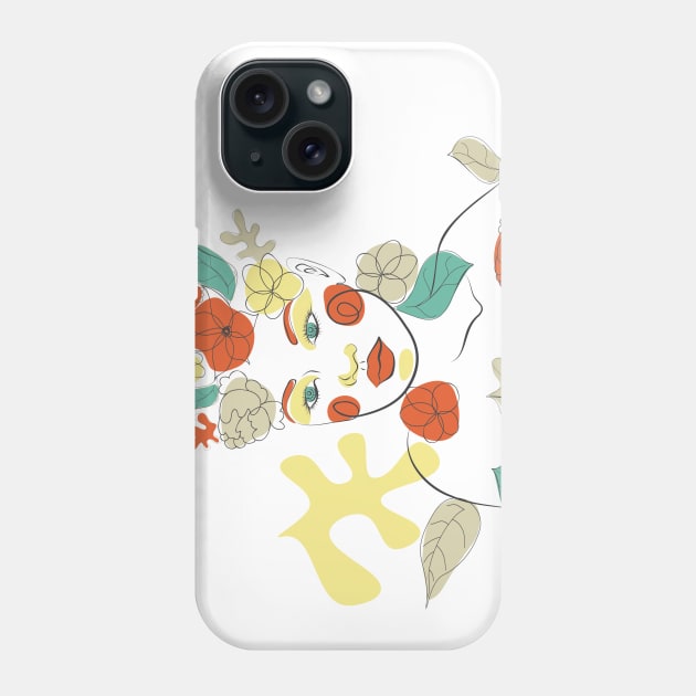 Floral line art woman face Phone Case by AnnArtshock