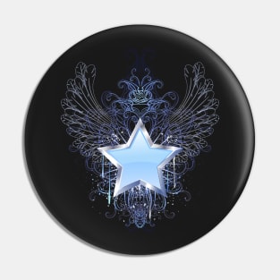 Blue Star on a Dark Background Pin