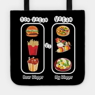 Non-Vegan Versus Vegan Dinners Tote