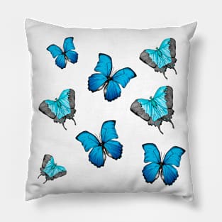 Blue Butterflies Texture Pillow