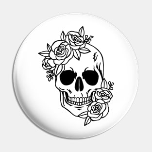 Skull with Roses Pin