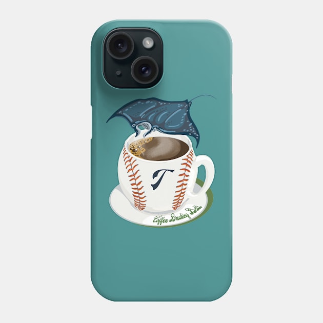 Coffee Breaking Ball Manta Ray withT! Phone Case by BullShirtCo