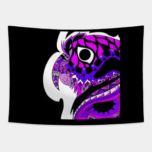 purple parrot ecopop guacamaya bird in mexican pattern art Tapestry