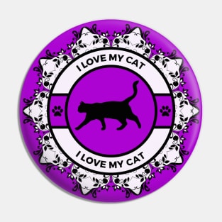 Purple/Violet I Love My Cat Pin