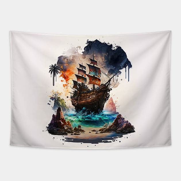 Pirate Ship - the goonies Tapestry by Buff Geeks Art