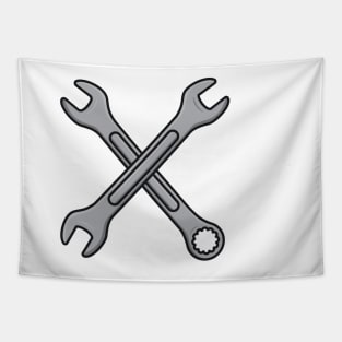 Wrench tool and Metric Spanner Wrench vector illustration. Mechanic working tools equipment objects icon concept. Wrench and Metric Spanner tool in cross sign vector design Tapestry