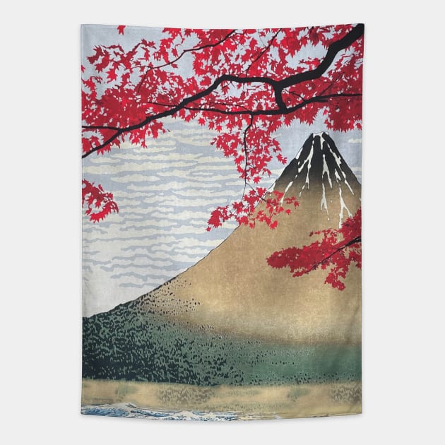 Mount Fuji Maple Leaves Momiji Japan Art Tapestry by geekmethat