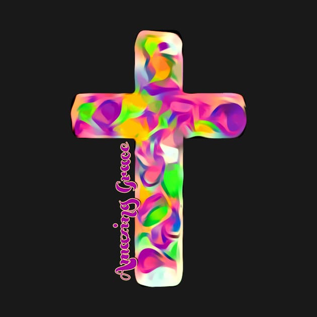 Amazing Grace Colorful Cross 2 by AlondraHanley