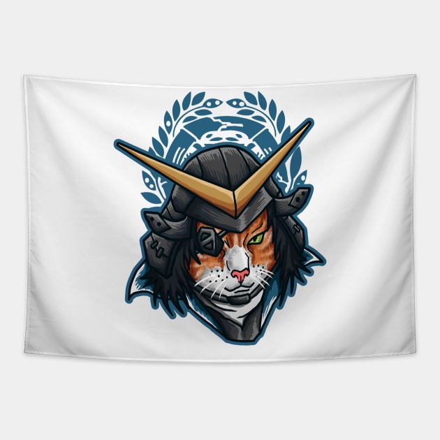 Samurai Cat Tapestry by haqrifkii