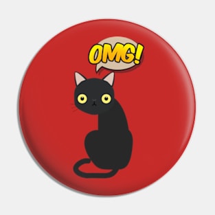 omg! surprised cute black cat Pin