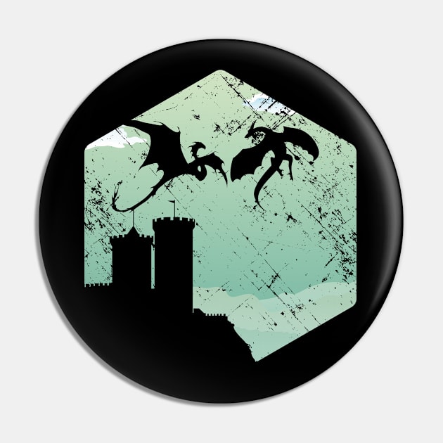 Two Dragons Castle Tower Battle Pin by OfficialTeeDreams