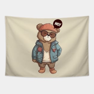 A cute teddy bear wearing street fashion Tapestry