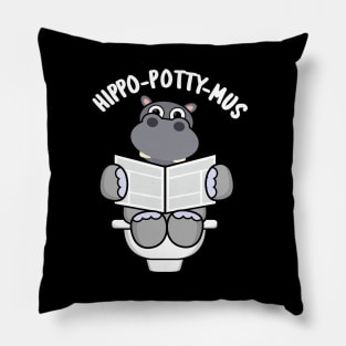 Hippo-potty-mus Funny Animal Hippo Pun Pillow