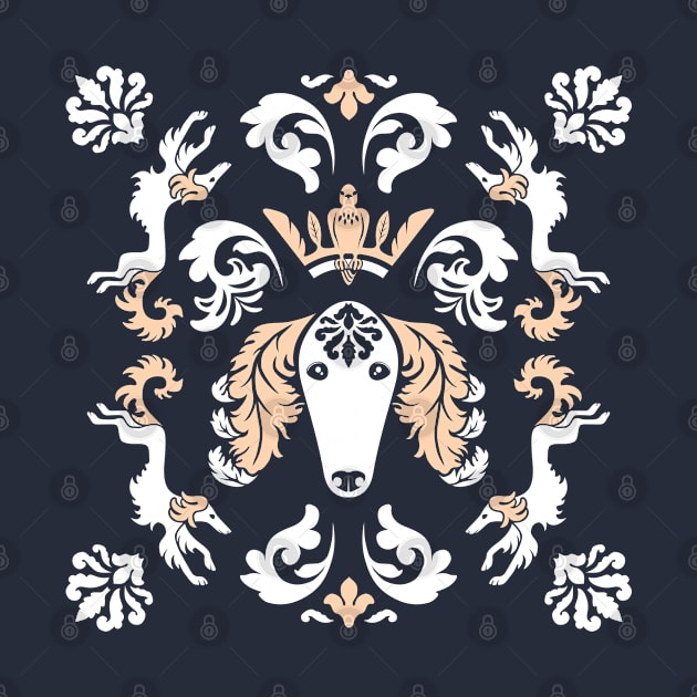 The Spirit of Saluki Damask (Gray) by illucalliart