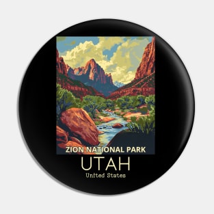 A Vintage Travel Illustration of Zion National Park - Utah - US Pin