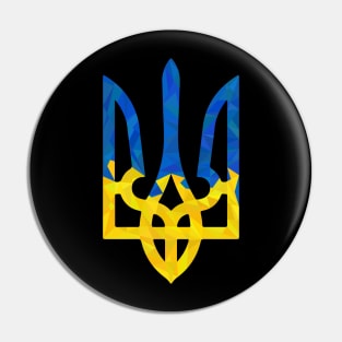 Low polygonal ukrainian trident black Pin