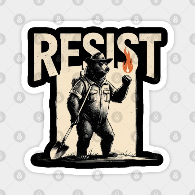 Smokey-The-Resist-Bear Magnet by Creatifly Graphic Tees
