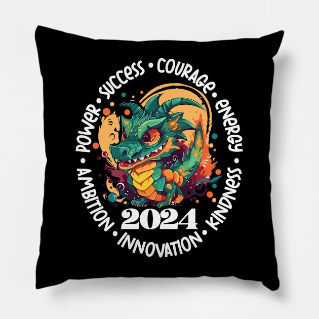 Chinese New Year Tshirt Gift, Dragon Shirt, 2024 New Year, Year of the Dragon, Lunar New Year, CNY 2024, Vietnamese New Year, Tet 2024 Pillow by Funkrafstik