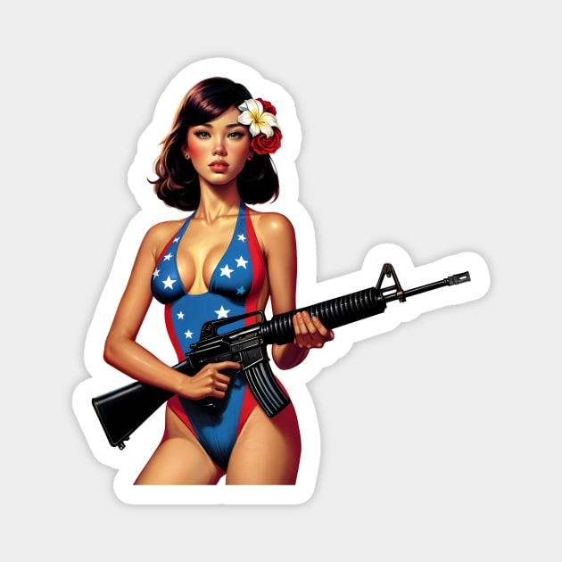 Pinup Girl Magnet by Rawlifegraphic