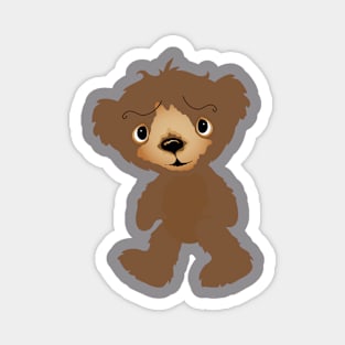 confused looking brown bear graphic walking Magnet