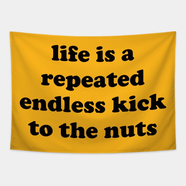 Life Is A Repeated Endless Kick To The Nuts - Oddly Specific, Cursed Meme Tapestry by SpaceDogLaika