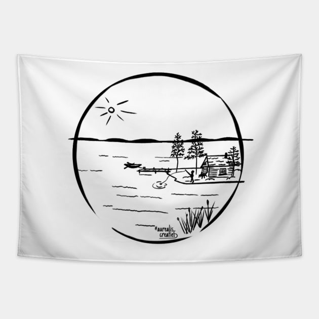 Swedish Islands pendrawing Tapestry by Aurealis