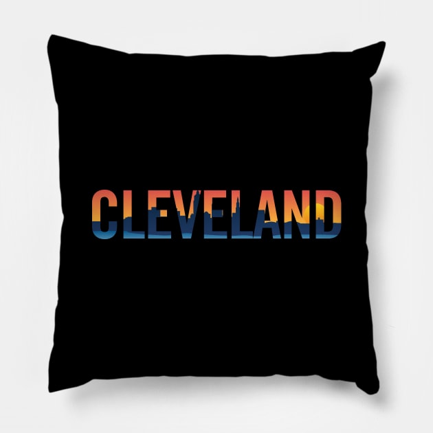 Cleveland Ohio Pride Illustration Pillow by hobrath