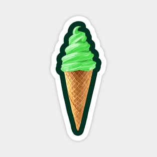 Green Mint Soft Serve Ice Cream Cone Magnet