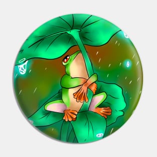 Frog and rain Pin