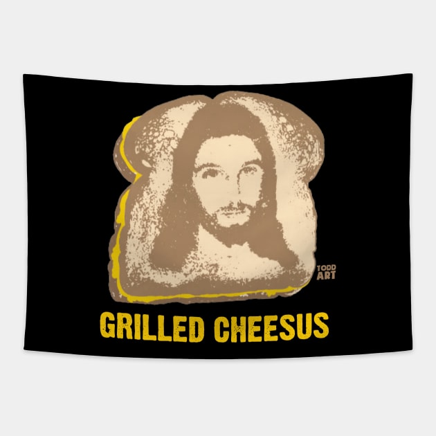 GRILLED CHEESUS Tapestry by toddgoldmanart