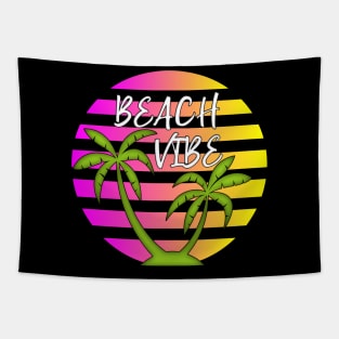 Beach Vibes Palm Trees Sunset Tapestry