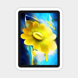 BEAUTIFUL YELLOW FLOWERS BLUE BACKGROUND Magnet