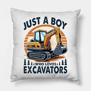 Kids Boy Who Loves Excavators Toddler Construction Pillow