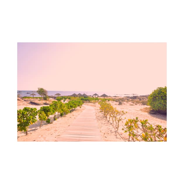 Pathway to the beach in Oman pink version by PedaDesign